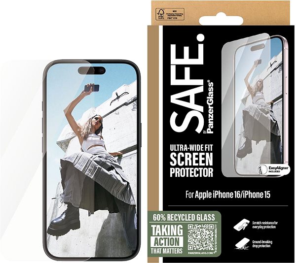 Glass Screen Protector PanzerGlass SAFE Apple iPhone 16/15 ...