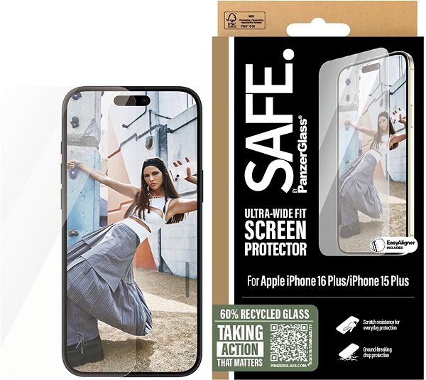 Glass Screen Protector PanzerGlass SAFE Apple iPhone 16 Plus/15 Plus ...