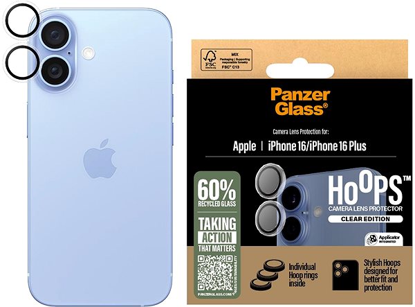 Glass Screen Protector PanzerGlass HoOps Apple iPhone 16/16 Plus clear ...