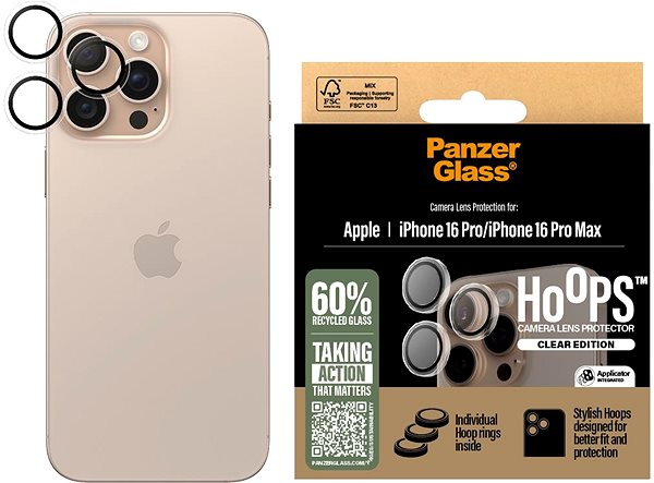 Glass Screen Protector PanzerGlass HoOps Apple iPhone 16 Pro/15 Pro/16 Pro Max/15 Pro Max clear ...