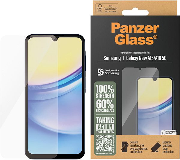Glass Screen Protector PanzerGlass Samsung Galaxy A16/A16 5G with installation frame ...