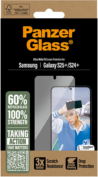 Glass Screen Protector PanzerGlass Samsung Galaxy S25+/S24+ with installation frame ...