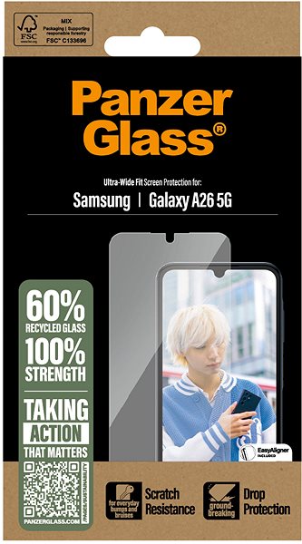 Glass Screen Protector PanzerGlass Samsung Galaxy A26 5G with installation frame ...