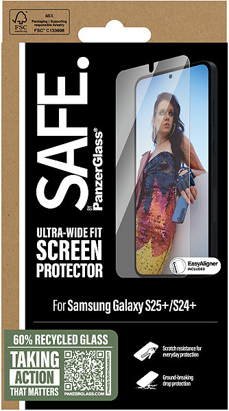 Glass Screen Protector PanzerGlass SAFE Samsung Galaxy S25+/S24+ with installation frame ...
