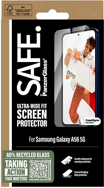 Glass Screen Protector PanzerGlass SAFE Samsung Galaxy A56 5G with installation frame ...