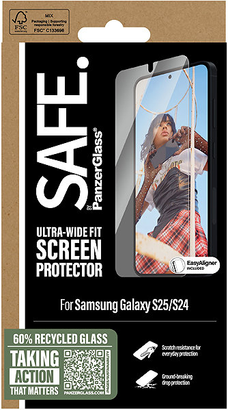 Glass Screen Protector PanzerGlass SAFE Samsung Galaxy S25/S24 with installation frame ...