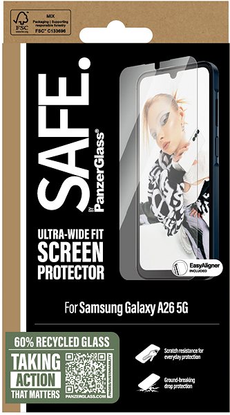Glass Screen Protector PanzerGlass SAFE Samsung Galaxy A26 5G with installation frame ...