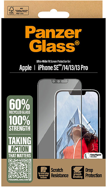 Glass Screen Protector PanzerGlass Apple iPhone 17e/16e/14/13/13 Pro with installation frame ...