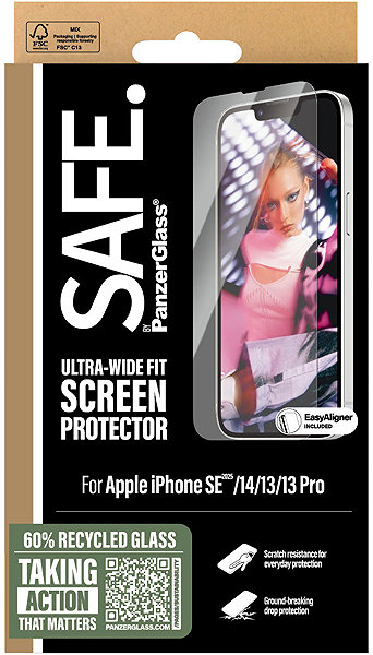 Glass Screen Protector PanzerGlass SAFE Apple iPhone 17e/16e/14/13/13 Pro with installation frame ...