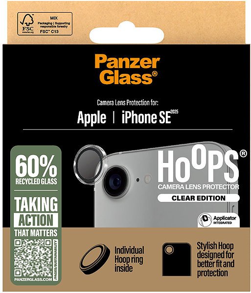 Glass Screen Protector PanzerGlass Hoops Apple iPhone 17e/16e clear protective ring for camera lens ...