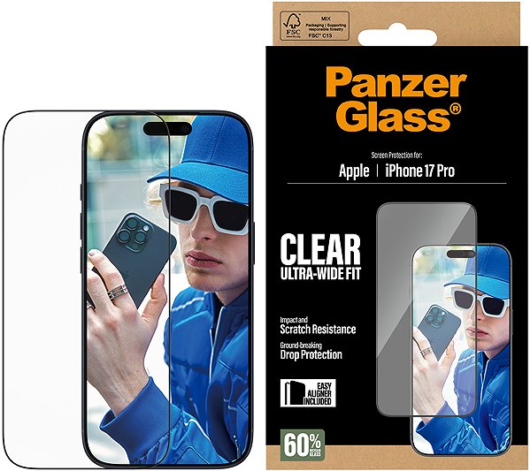 Glass Screen Protector PanzerGlass Apple iPhone 17 Pro with installation frame ...