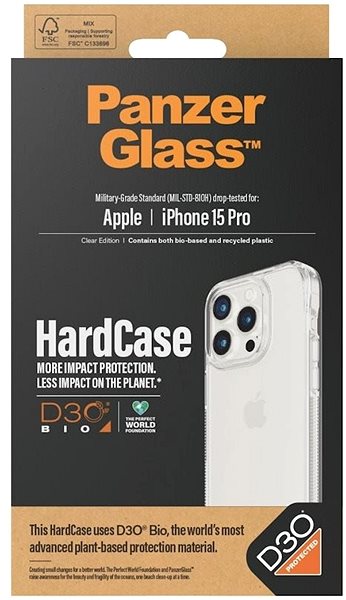 Telefon tok PanzerGlass HardCase Apple iPhone 15 Pro tok D3O védőréteggel ...
