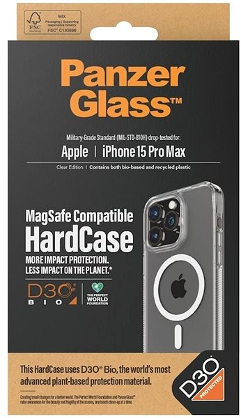 Telefon tok PanzerGlass HardCase MagSafe Apple iPhone 15 Pro Max tok D3O védőréteggel ...