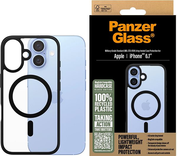 Handyhülle PanzerGlass Hülle Apple iPhone 16 HardCase MagSafe schwarz ...