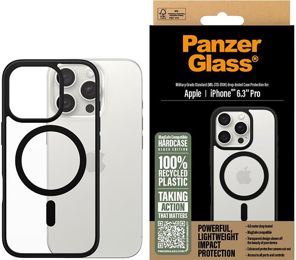 Handyhülle PanzerGlass Hülle Apple iPhone 16 Pro HardCase MagSafe schwarz ...
