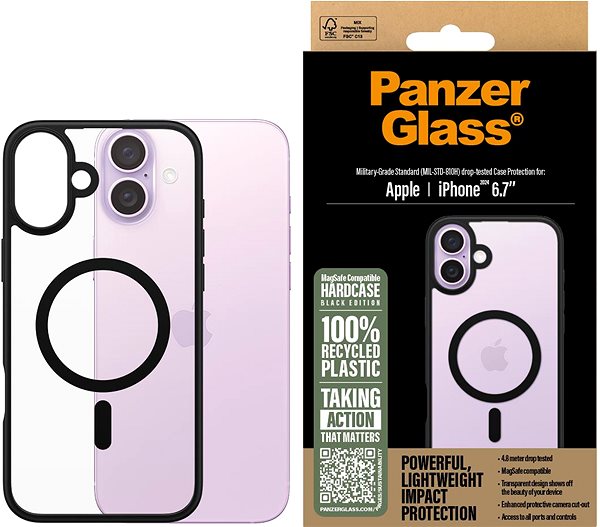 Handyhülle PanzerGlass Hülle Apple iPhone 16 Plus HardCase MagSafe schwarz ...