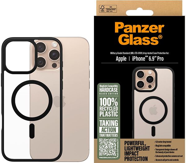 Handyhülle PanzerGlass Hülle Apple iPhone 16 Pro Max Hardcase MagSafe schwarz ...