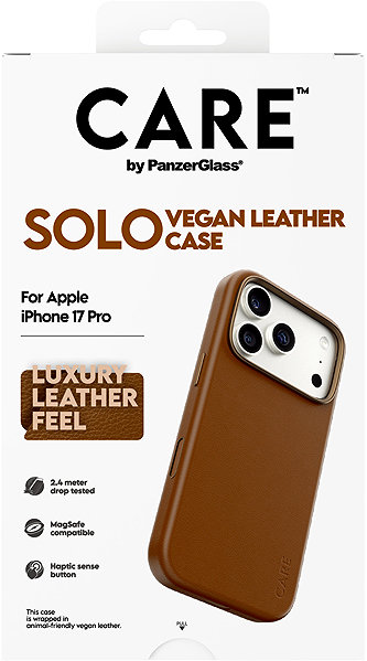 Telefon tok PanzerGlass CARE Apple iPhone 17 Pro SOLO MagSafe barna vegánbőr tok ...