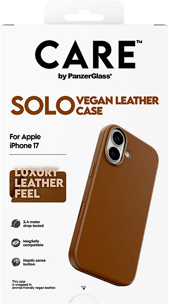 Handyhülle PanzerGlass CARE Hülle Apple iPhone 17 SOLO MagSafe braun veganes Leder ...