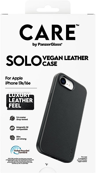 Handyhülle PanzerGlass CARE Hülle Apple iPhone 17e/16e SOLO MagSafe schwarz veganes Leder ...