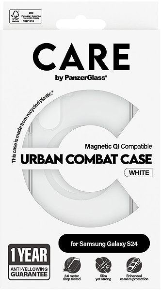 Handyhülle PanzerGlass CARE Hülle für Samsung Galaxy S24 Urban klar/weiß Qi – 1 Jahr Garantie gegen Vergilbung ...
