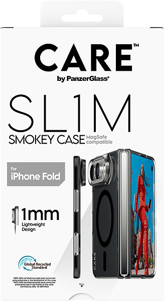 Handyhülle PanzerGlass CARE Hülle Apple iPhone Fold SLIM Smokey MagSafe rauchgrau ...