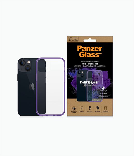 Handyhülle PanzerGlass ClearCaseColor Apple iPhone 13 mini (lila - Weintraube) ...