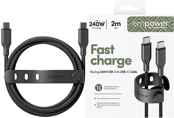 Stromkabel PanzerGlass Empower Kabel 240 W USB-C/USB-C, 2 m schwarz ...