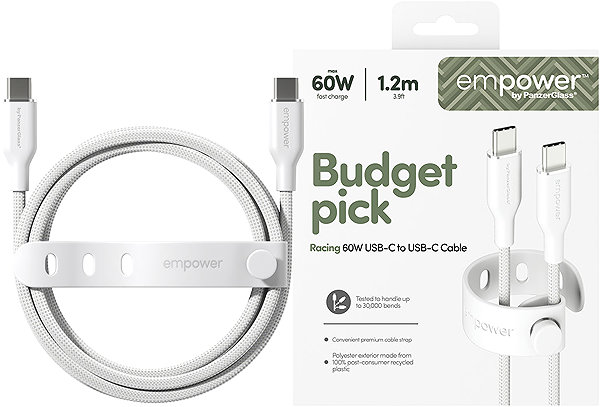 Stromkabel PanzerGlass Empower USB-C/USB-C Kabel, 1,2 m weiß ...
