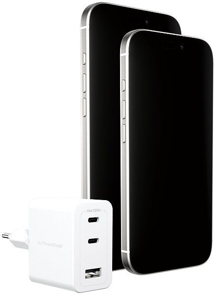 Netzladegerät PanzerGlass Empower Turbo GaN 70 W Ladegerät 2x USB-C + 1x USB-A, weiß ...