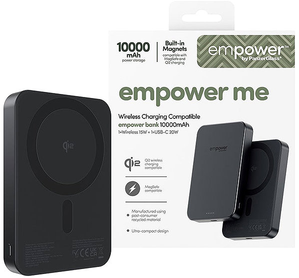 Power Bank PanzerGlass Empower Wireless QI2 Power Bank 10000mAh, MagSafe, Black ...