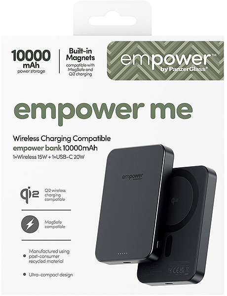 Power Bank PanzerGlass Empower Wireless QI2 Power Bank 10000mAh, MagSafe, Black ...