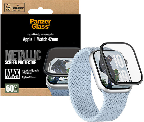 Glass Screen Protector PanzerGlass Apple Watch 11/10 42 mm with metal frame ...