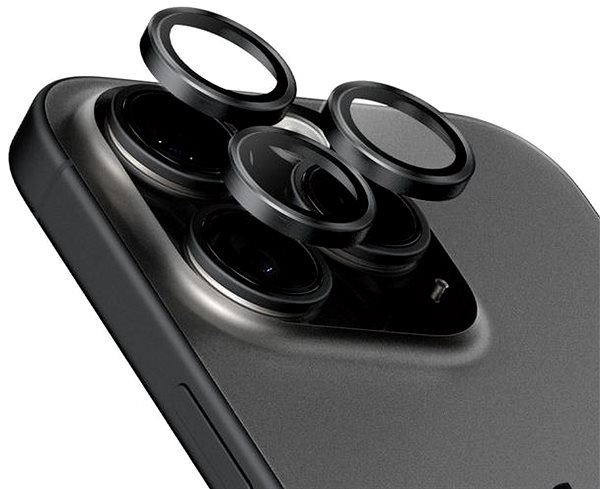 Kamera védő fólia PanzerGlass HoOps Apple iPhone 15 Pro/15 Pro Max kamera védő gyűrű - fekete titán ...