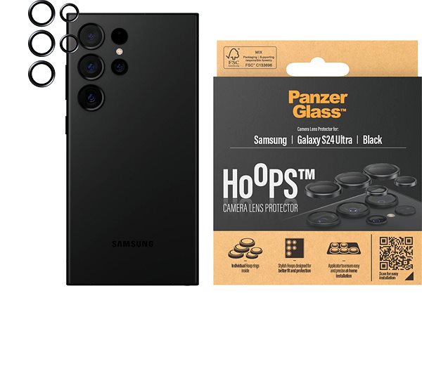 Ochranné sklo na objektív PanzerGlass HoOps Samsung Galaxy S24 Ultra (ochrana šošoviek fotoaparátu) ...