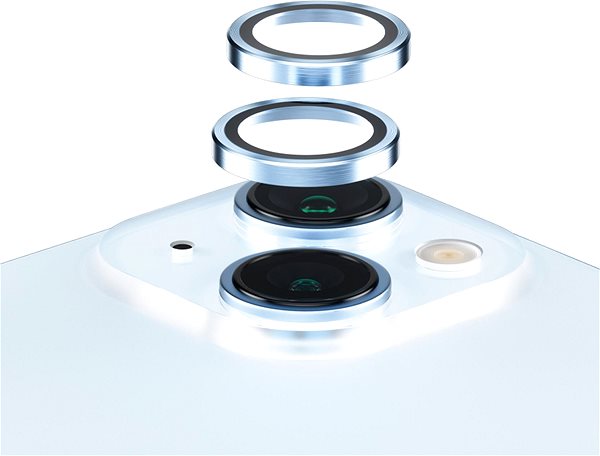Kamera védő fólia PanzerGlass HoOps Apple iPhone 15/15 Plus kamera védő gyűrű - kék alumínium ...