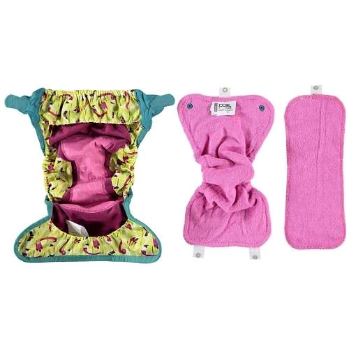 Pop-in Growing diaper AIO bamboo Flamingo .