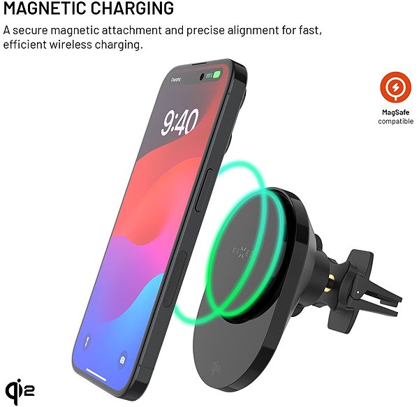 Phone holder FIXED MagAir with MagSafe Qi2 15W attachment support black ...