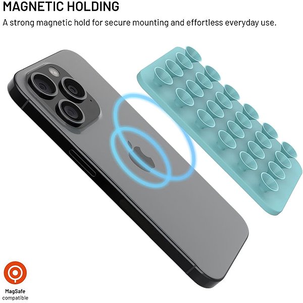 Držák na mobil FIXED MagMate s přísavkami a podporou MagSafe tyrkysový ...