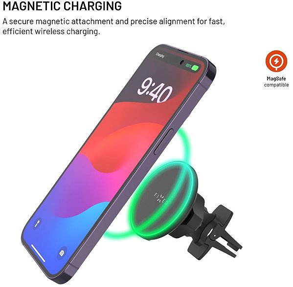 Phone holder FIXED MagRound2 with MagSafe Qi2 15W mount support black ...