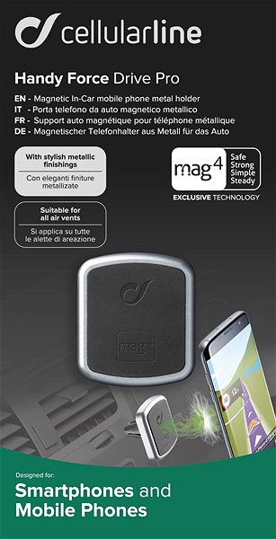 Phone Holder Cellularline Mag4 Handy Force PRO silver Packaging/box