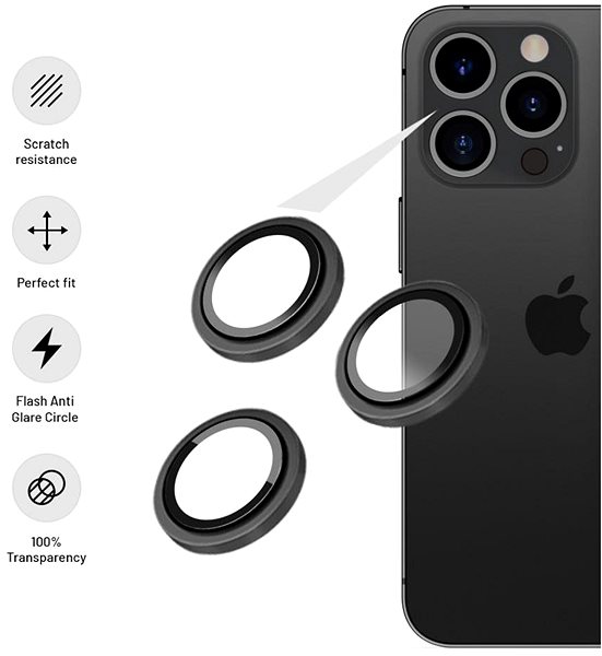 Kamera védő fólia FIXED Camera Glass pro Apple iPhone 14 Pro/14 Pro Max space gray ...