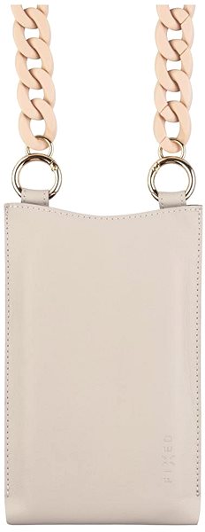 Softcase-Handyhülle FIXED Venezia aus echtem Rindsleder mit beigefarbener Kette für Mobiltelefone bis 7 Zoll, Creme ...