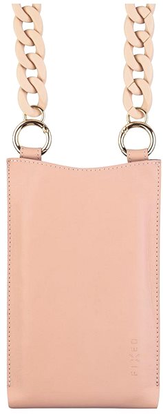 Handyhülle FIXED Venezia aus echtem Rindsleder mit beigefarbener Kette für Mobiltelefone bis 7" rosa ...
