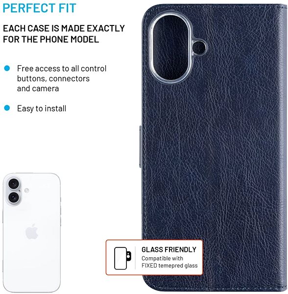 Handyhülle FIXED Opus für das Apple iPhone 16 blau ...