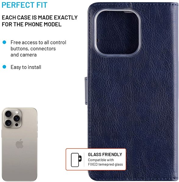 Puzdro na mobil FIXED Opus pre Apple iPhone 16 Pro modré ...