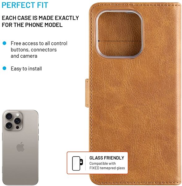 Handyhülle FIXED Opus für das Apple iPhone 16 Pro Max braun ...