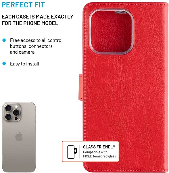 Handyhülle FIXED Opus für das Apple iPhone 16 Pro Max rot ...