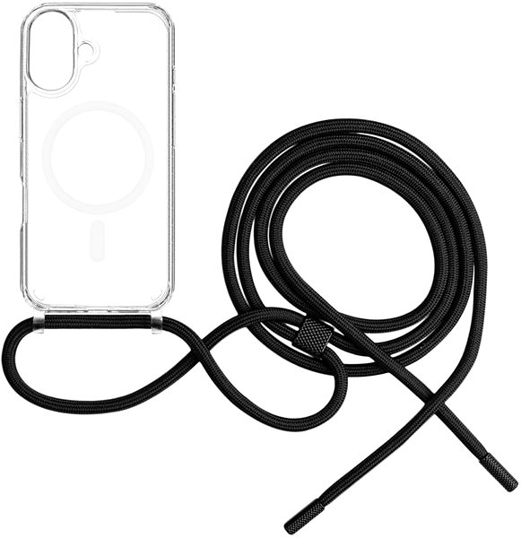 Handyhülle FIXED MagPure Neck mit schwarzem Lanyard für Apple iPhone 16 ...