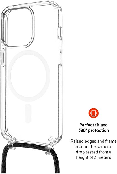 Handyhülle FIXED MagPure Neck mit schwarzem Lanyard für Apple iPhone 16 ...
